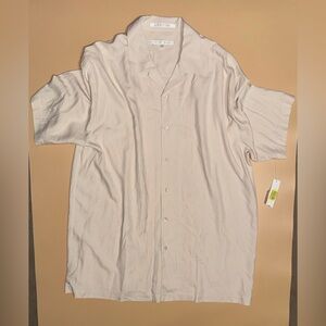 Perry Ellis Men’s 100% Silk Guayabera Style Short Sleeve Shirt; Size L; NWT